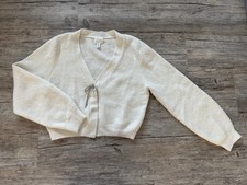H&M Cardigan mit Strassschleife Gr.S Cremefarben Damen