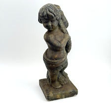 Vintage Kunststein Skulptur | Putto mit Umhang | Antik-Stil | 42cm | Garten