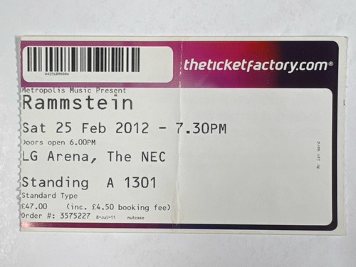 Rammstein konzertticket - rammstein,
