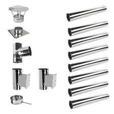 Edelstahl Schornstein Kamin Sanierung Bausatz EW 9,5 m Ofen Abgasrohr DN 130 150