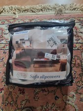 sofaüberzug in L-Form, dünner Stoff in Dunkelblau, zwei Teile, gebraucht