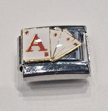 Poker Charm Glied 9mm Silber passend für alle italienischen Charms Armband Karten