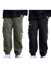 DE Kinder Jungen Cargohose Hip Hop Jogginghose Laufen Freizeithose Mit Taschen