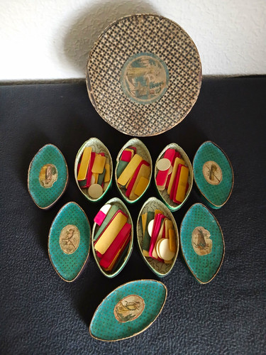 Antik set schachteln mit - ,