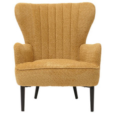 B-Ware Lounge-Sessel MCW-K37, Ohrensessel Retro Chenille 500g/m², gelb