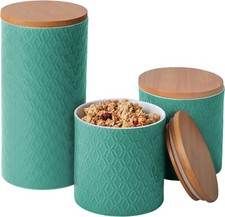 3er Vorratsdosen Set mit Deckel Türkis Keramik Behälter Dose Deko Aufbewahrung