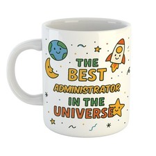 BESTER ADMINISTRATOR IM UNIVERSUM Geschenk | Bunte Tasse mit Mond & Erde