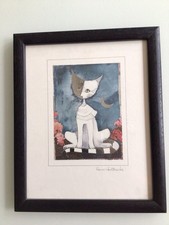 Rosina Wachtmeister Rosi Weiße Katze Cat 8 / 87 Selten Rahmen Bild