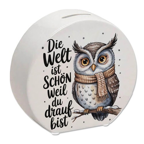 Eule mit schal spardose - eule, die