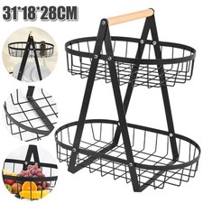 2 Stockig Obstkorb Etagere Obstschale Etagere mit Holzgriff Schwarz Obstschalen