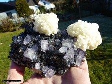 Fluorit auf Sphalerit mit Baryt von Elmwood Tennessee USA