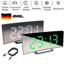 7" LED Wecker Digital Alarmwecker Temperatur Uhr Funk Schlummerfunktion Tischuhr