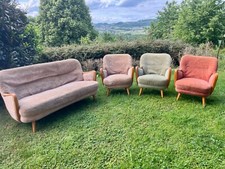Mid-Century Sofa + 3 Sessel