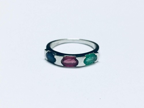 Silber multi stein ring - multi, blauer