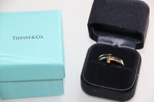 Tiffany & Co. T-Ring Damen, 925er Silber, 18 Kt Gelbgold, Gr. 8