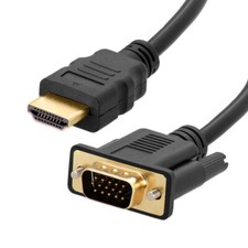 HDMI Stecker > VGA Stecker Kabel FullHD 1080p PC Monitor Adapter Vergoldet 1,8m