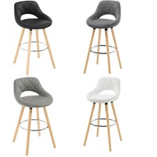 Barstuhl Barhocker Barstühle Küchenstuhl Rückenlehne Thekenhocker Holz Leinen