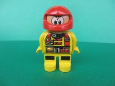 Lego Duplo Figur Toolo Action Rennfahrer Fahrer Overall Helm Auto  (090122M)