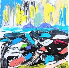 CAPE CORNWALL BRISONS ORIGINAL ACRYL GEMÄLDE MEERLANDSCHAFT LEINWAND NIGEL WASSER KUNST