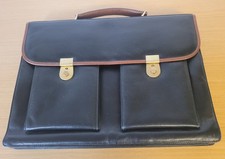 Aktentasche Leder Schwarz-braun, Tasche schwarz Griff und Applikationen braun
