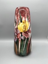 Antike große Majolika Vase Schwertlilien  Iris wohl Villeroy & Boch Schramberg