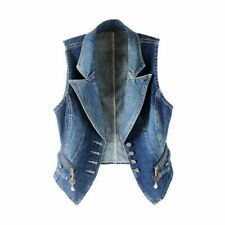 Damen Denim Weste Gilet Weste
