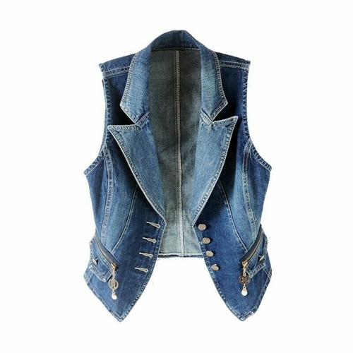 Damen denim weste gilet - denim,