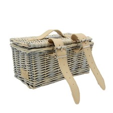 Fahrradkorb für vorne aus Weide mit zwei Fächern und zwei Tassen, mit Logo