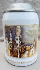 Bierkrug mit  Zinndeckel, Paulaner 2002, Sammelstück, Top Zustand, Bier, Echt