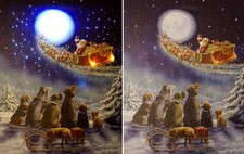 Hunde mit Mond Winter Nikolaus