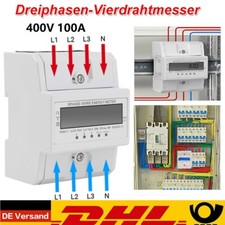 Drehstromzähler geeicht für DIN Hutschiene + 5(100)A 230/400V 3 Phasen 4 Draht