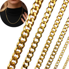 Massive Edelstahl Panzerkette Halskette Gold Länge 45cm-60cm