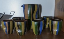 60er Krug + 6 Becher Keramik Carlos Vizeu Portugal 1925-2012 Jug Studio design