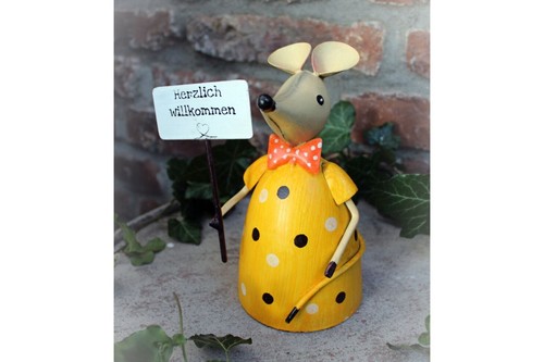 Gartenfigur zaunhocker maus - gartenfigur,