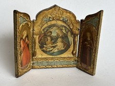 kleiner 3 teiliger Standaltar Holz mit schönen heiligen Malereien Triptychon