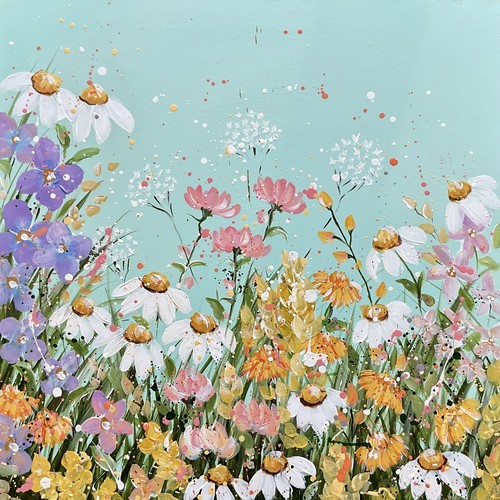 Wildblumen auf blasstürkis