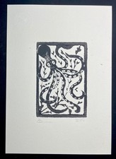 Original Holzschnitt „Octopus“ signiert aus den 1960er Limitiert 9/15 Topzustand