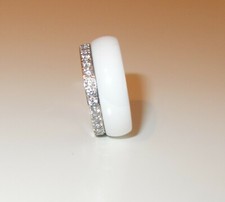 Damen Ring Keramik Stahl Steel weiß Zirkonia Größe 17, neu!!!