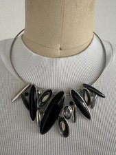 Damen Halskette Silber Schwarz