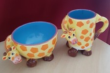 Witziges Frühstücks-Set Giraffe - 2-tlg - Müsli Schale + Becher / Tasse -Keramik