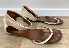 CHIE MIHARA Spain Damen Gr. 41 Sandalen Leder Cream Braun Zehentrenner Sommer e2