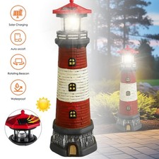 XXL Leuchtturm Solar - Roter Sand mit Beleuchtung Höhe ca. 37.5cm Garten Deko