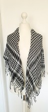 Schal Halstuch schwarz weiß kariert Muster Fransen 100 x 110 cm Shemagh