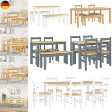 3-7 tlg. Essgruppe Set Tischgruppe Esstisch Tisch mit Stuhl / Bank Massivholz 