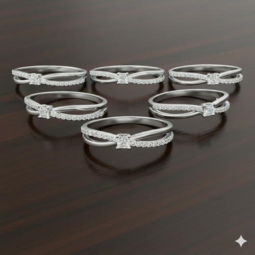 6er set 14k weißgold ring - set,