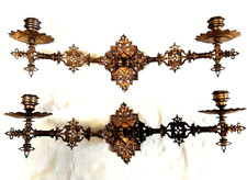 Paar Antiker feuervergoldeter Klavier Messingleuchter  Original um 1880