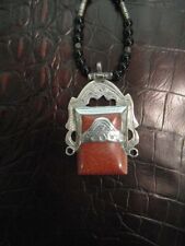 Halskette Anhänger Sandstone Silber Amulette Antik Stempel 800 Berber Tuareg Su5