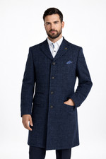 Herren Marine Karo Mantel