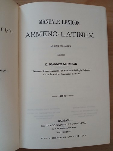 Manuale lexicon armeno latinum - manuale, armeno-latinum