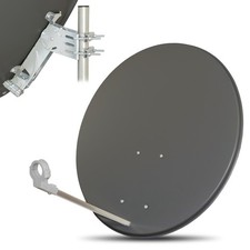LogiSat 80 cm Satelliten SAT Spiegel Schüssel Antenne HD 4K dunkelgrau dunkel 